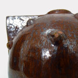 Vase in flamed stoneware with Rambervillers style ear. Signed