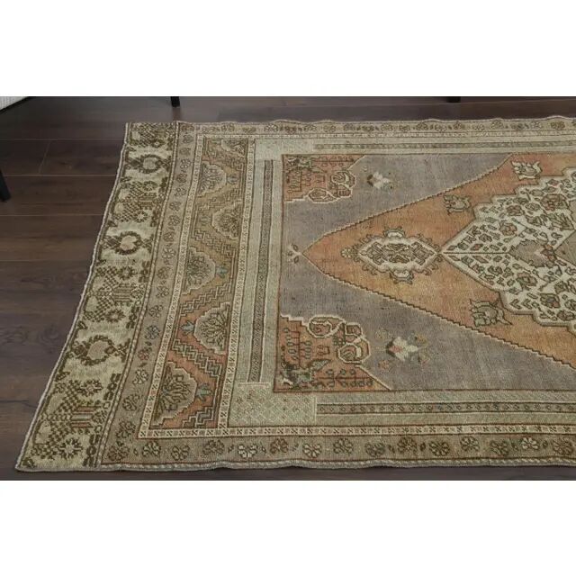 Vintage Turkish Oushak Handmade Wool Cotton Orange Runner Rug 129x290