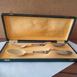 Salad cutlery in silver metal