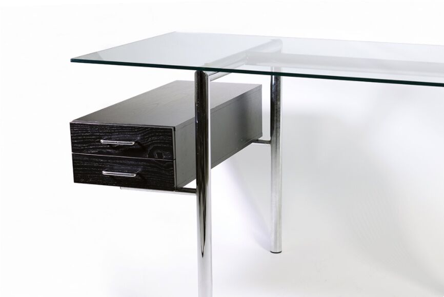 Office structure tubular chrome and glass