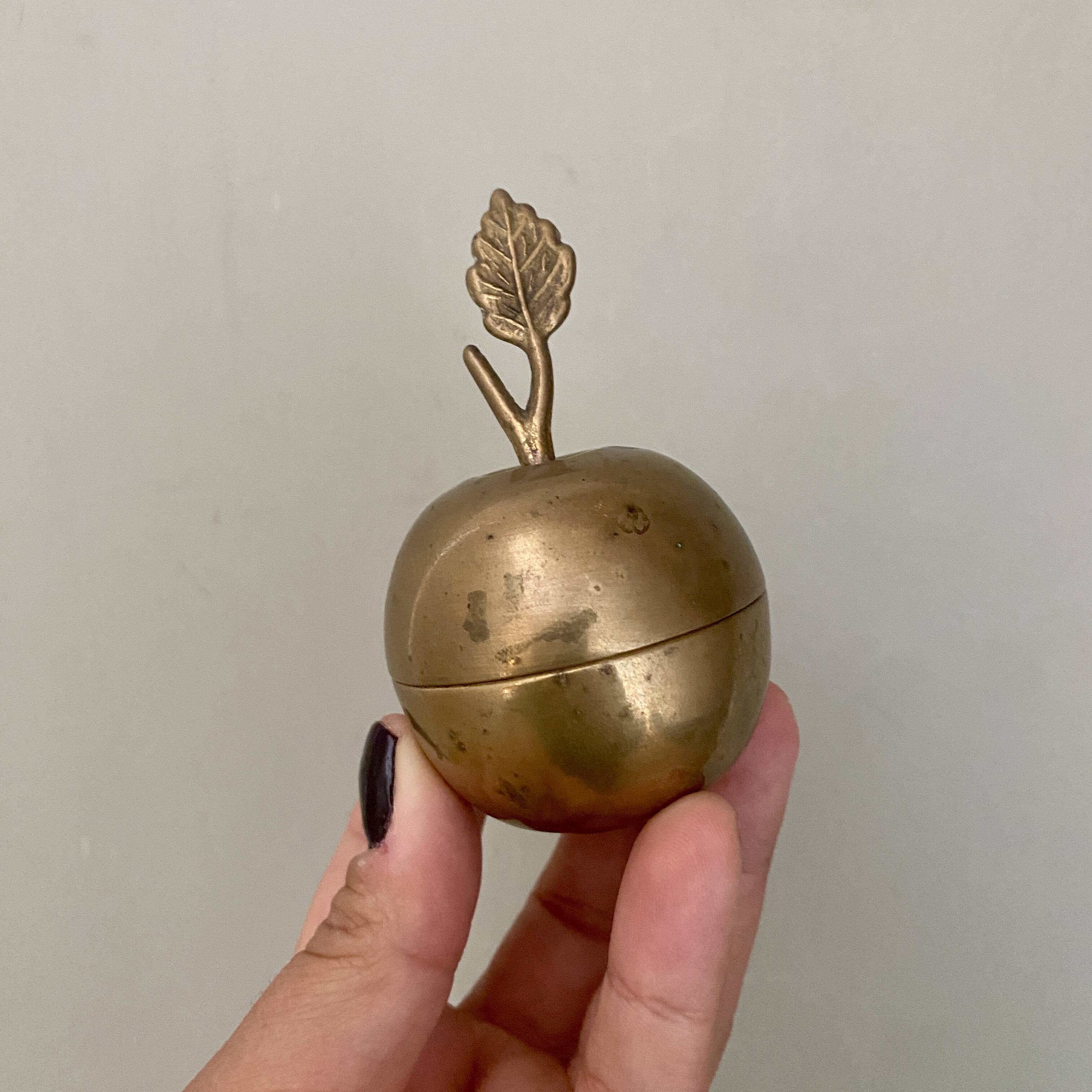 Small vintage brass apple box