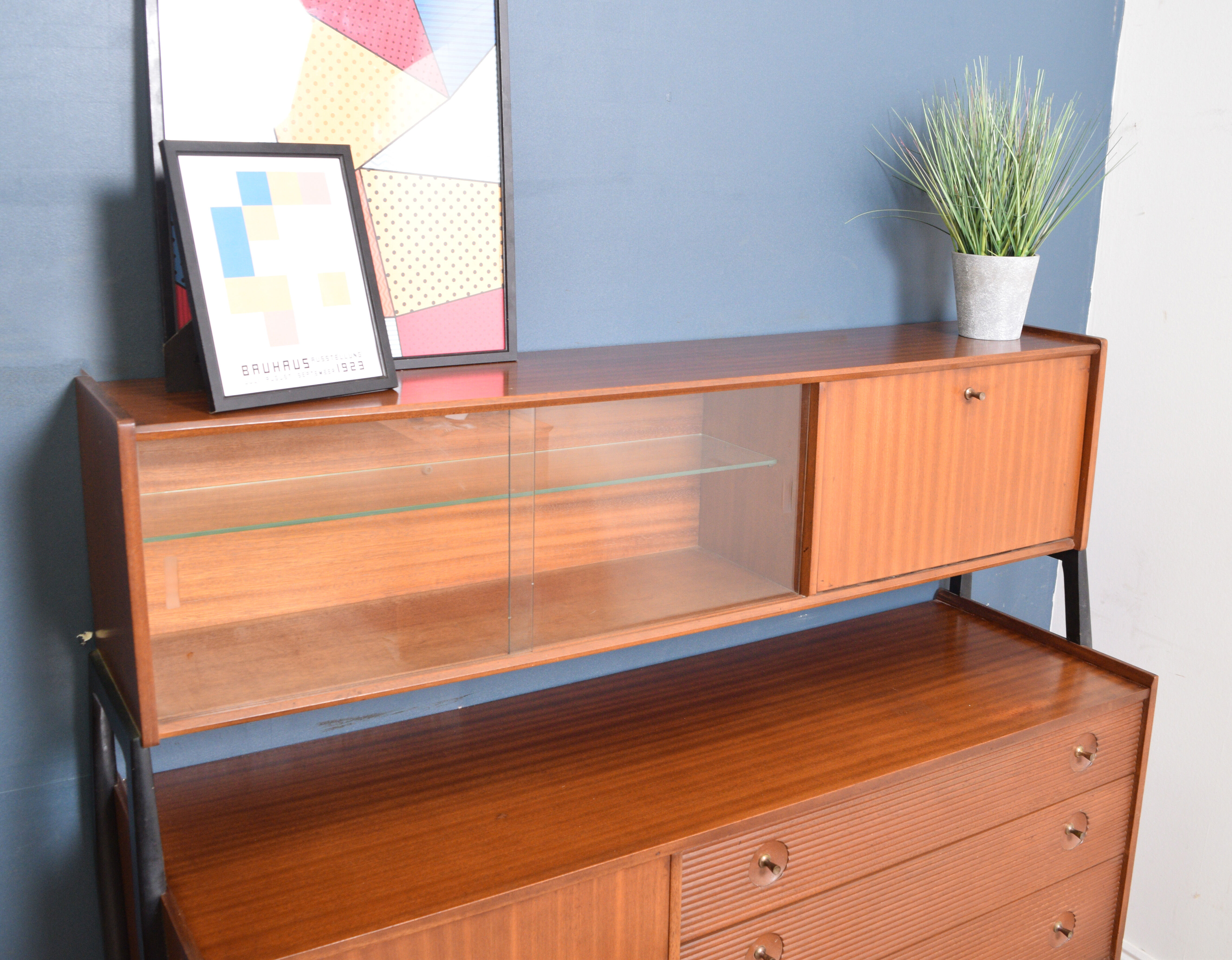Restored Teak 1960s Nathan High Sideboard Cabinet