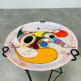 Side table and vase signed MC Treinen ceramic from Vallauris 1950s