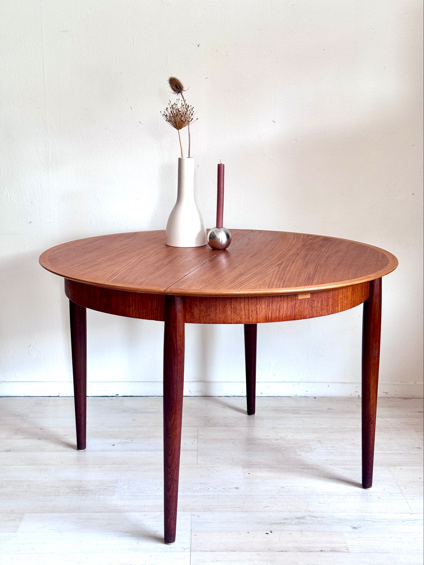 Vintage round dining table 1960s teak Lübke