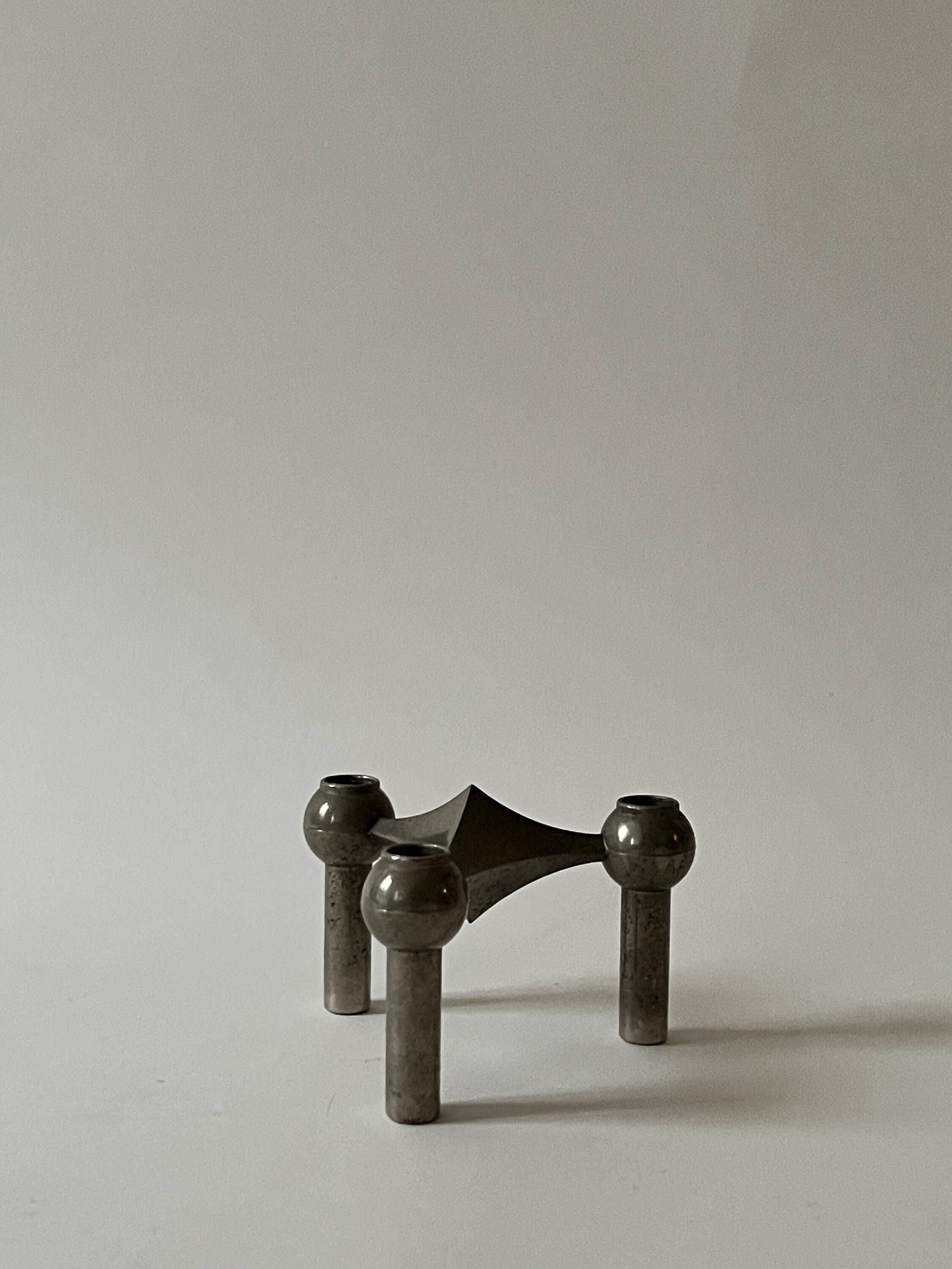 Stoff Nagel designer candle holder in genuine chrome-plated metal, Denmark 1970