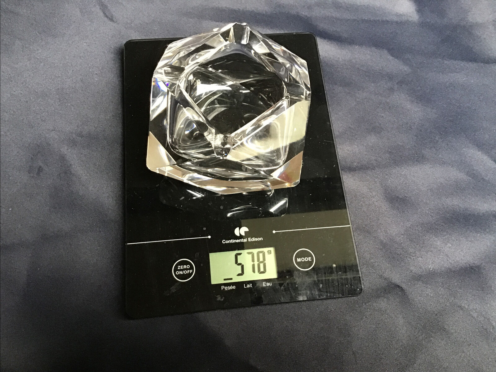 Empty diamond ashtray pocket flavio polished glass Murano crystal facets prism 60s