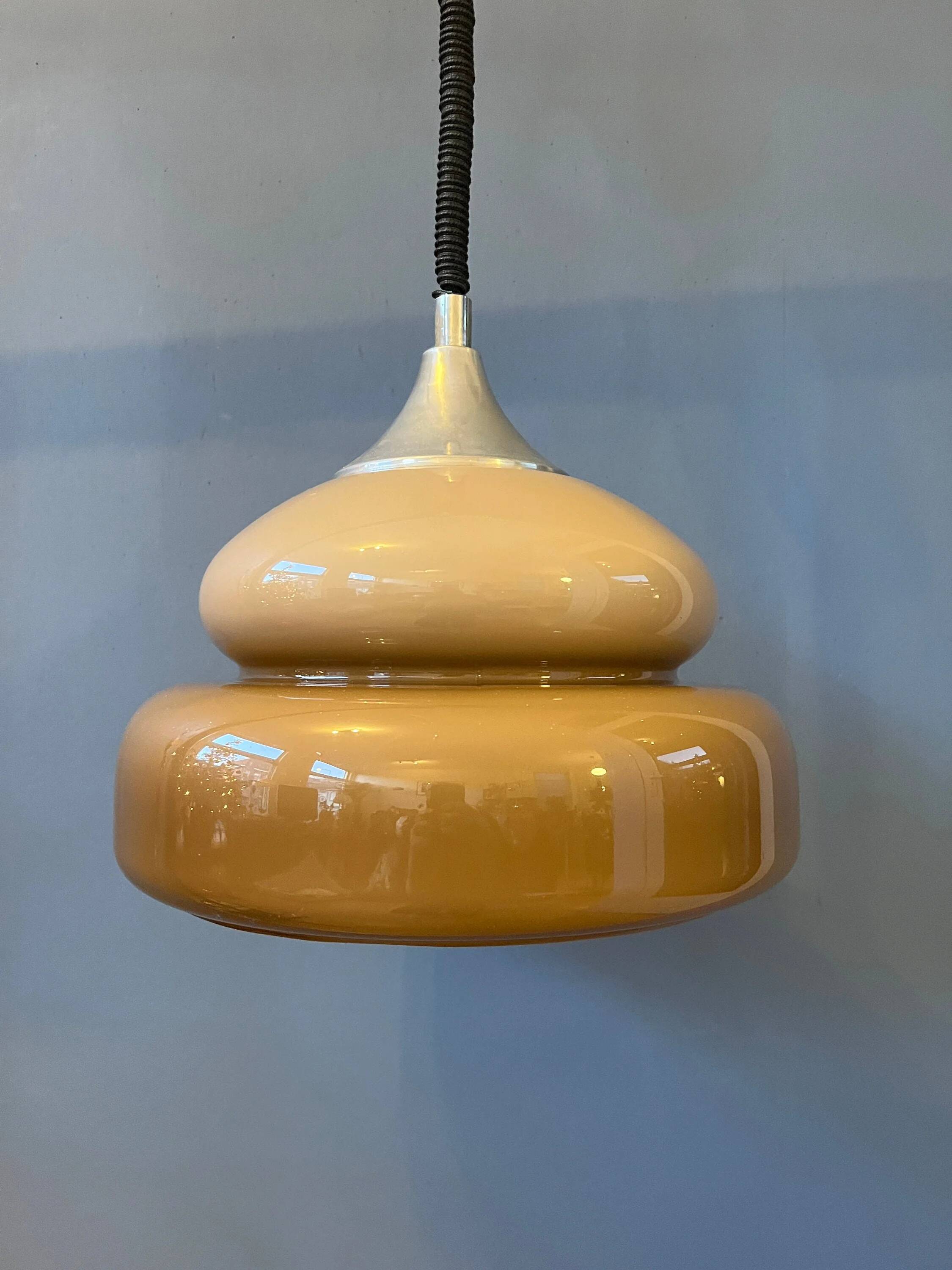 Suspension Mid-Century Space Age - vintage beige luminaire