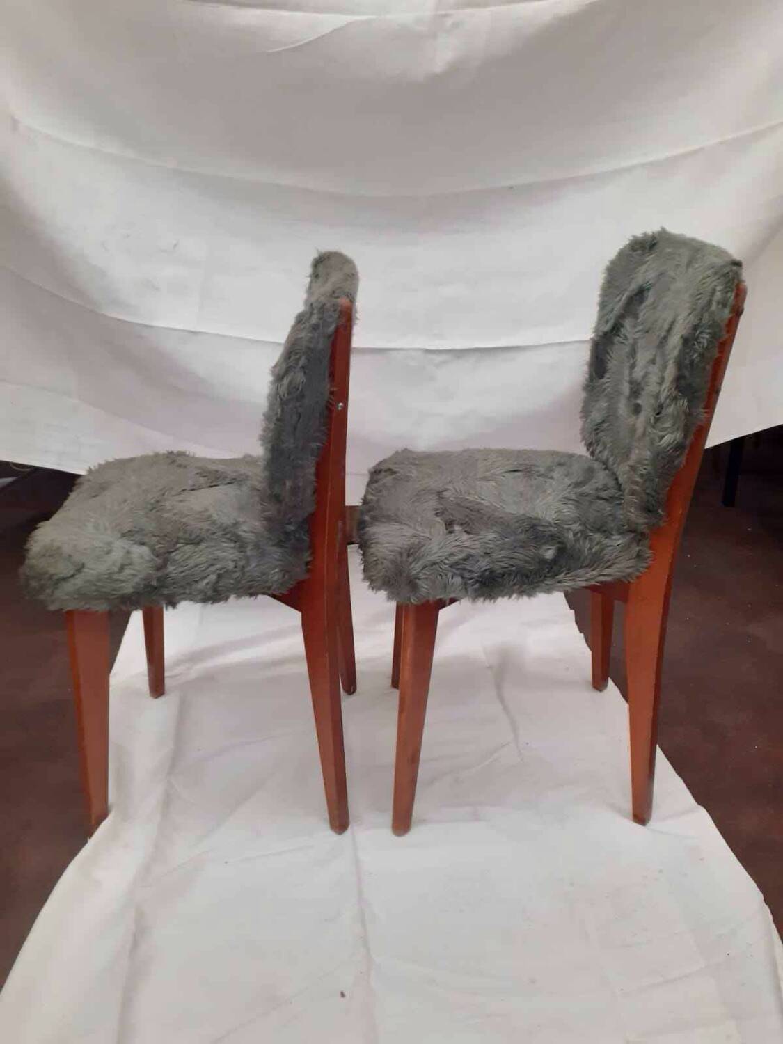 Pair of vintage furry chairs
