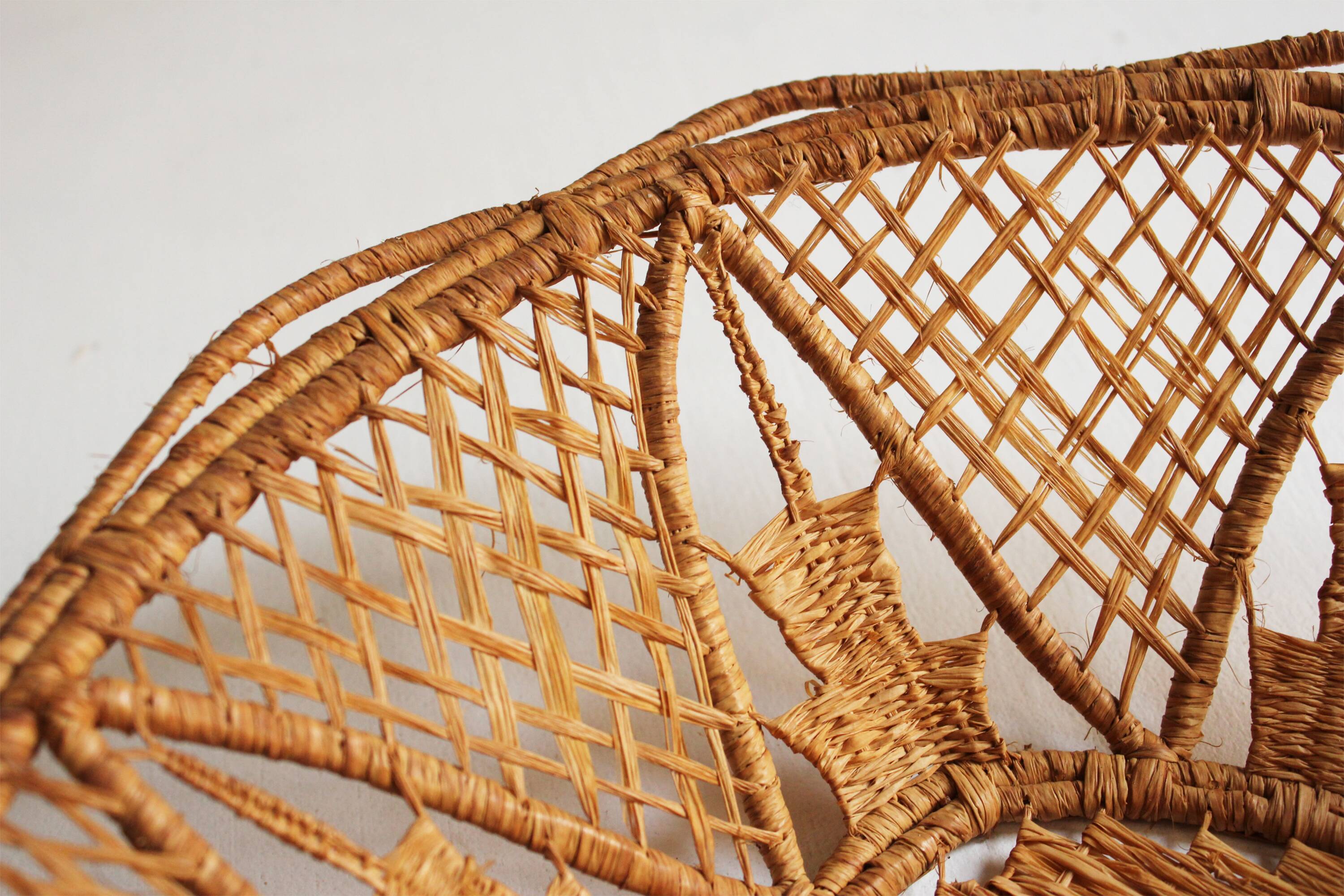 Original basket, wicker basket and vintage raffia