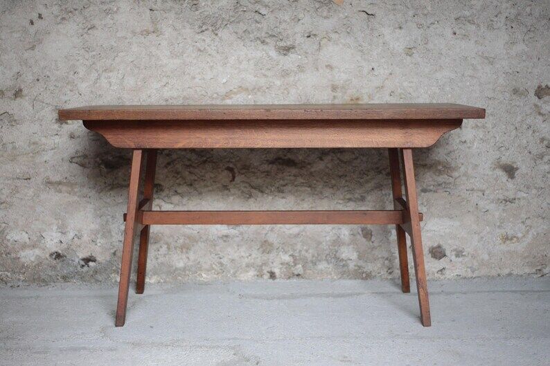 Table René Gabriel, table bois vintage, table à manger, table salon, table de repas, cuisine, 40's
