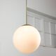 Large mid-century italian opaline & brass sphere pendant lamp