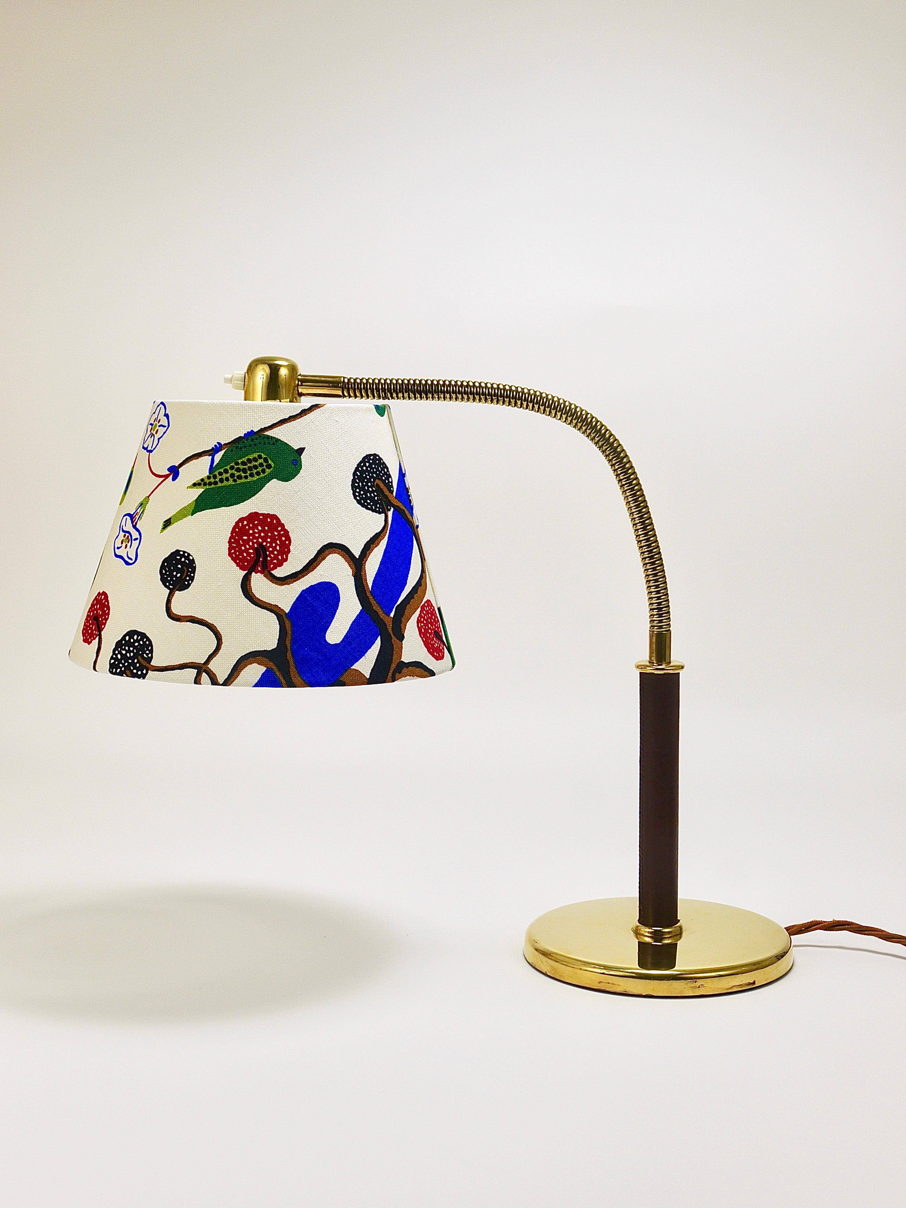 Table Lamp Josef Frank J.T. Kalmar Table Everywhere, Brass & Leather, Austria, 1930