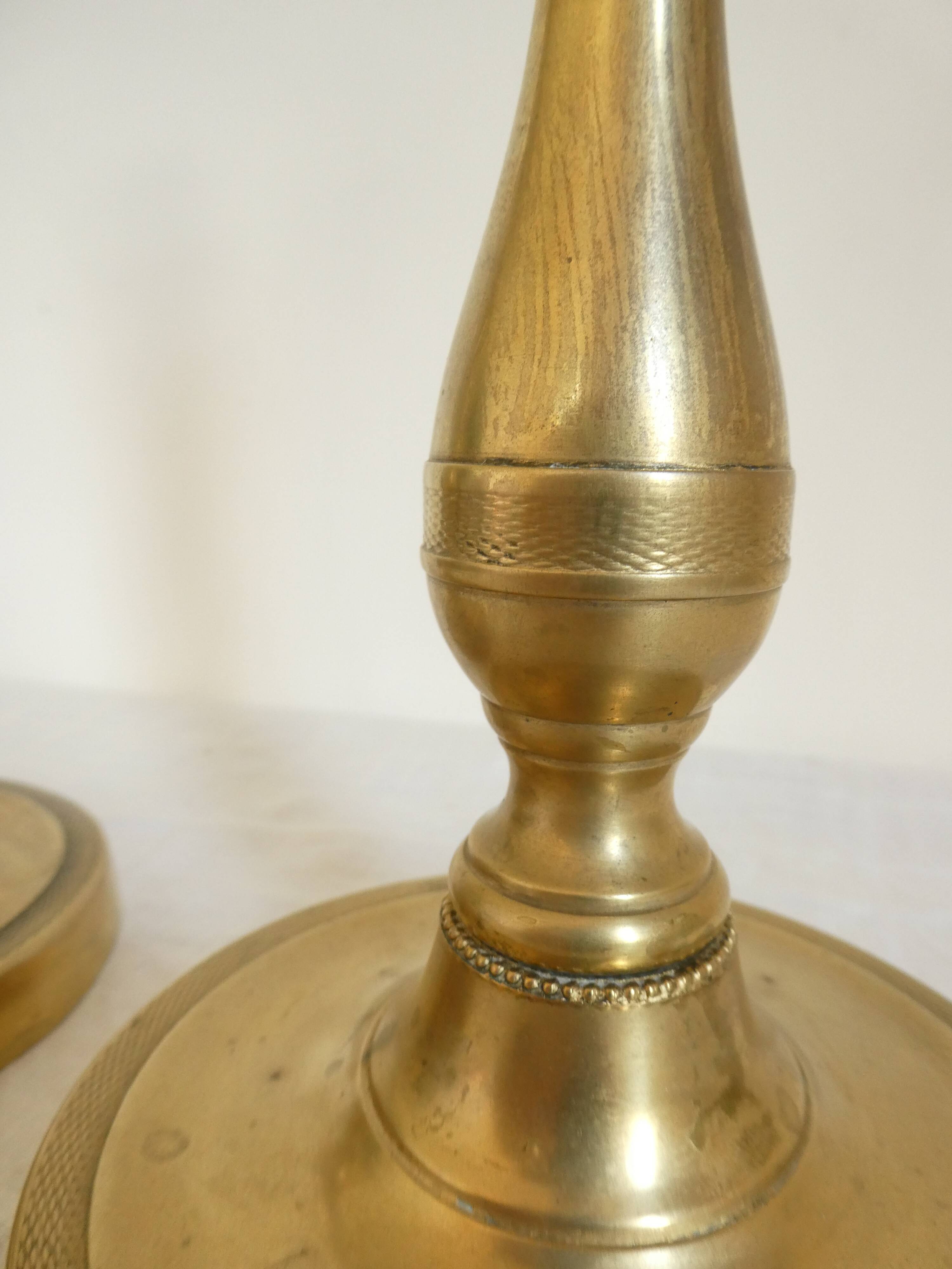 Pair of bronze candlesticks from the Restoration period, circa 1820