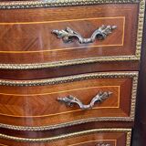 Weekly chest in wood veneer, curved and eventful shape, 20th century period