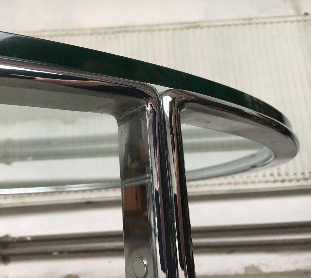 Chrome and glass coffee table in Space Age style from the mid-century, 1960s.