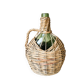 Old Green Glass Demijohn Plate with Woven Rattan