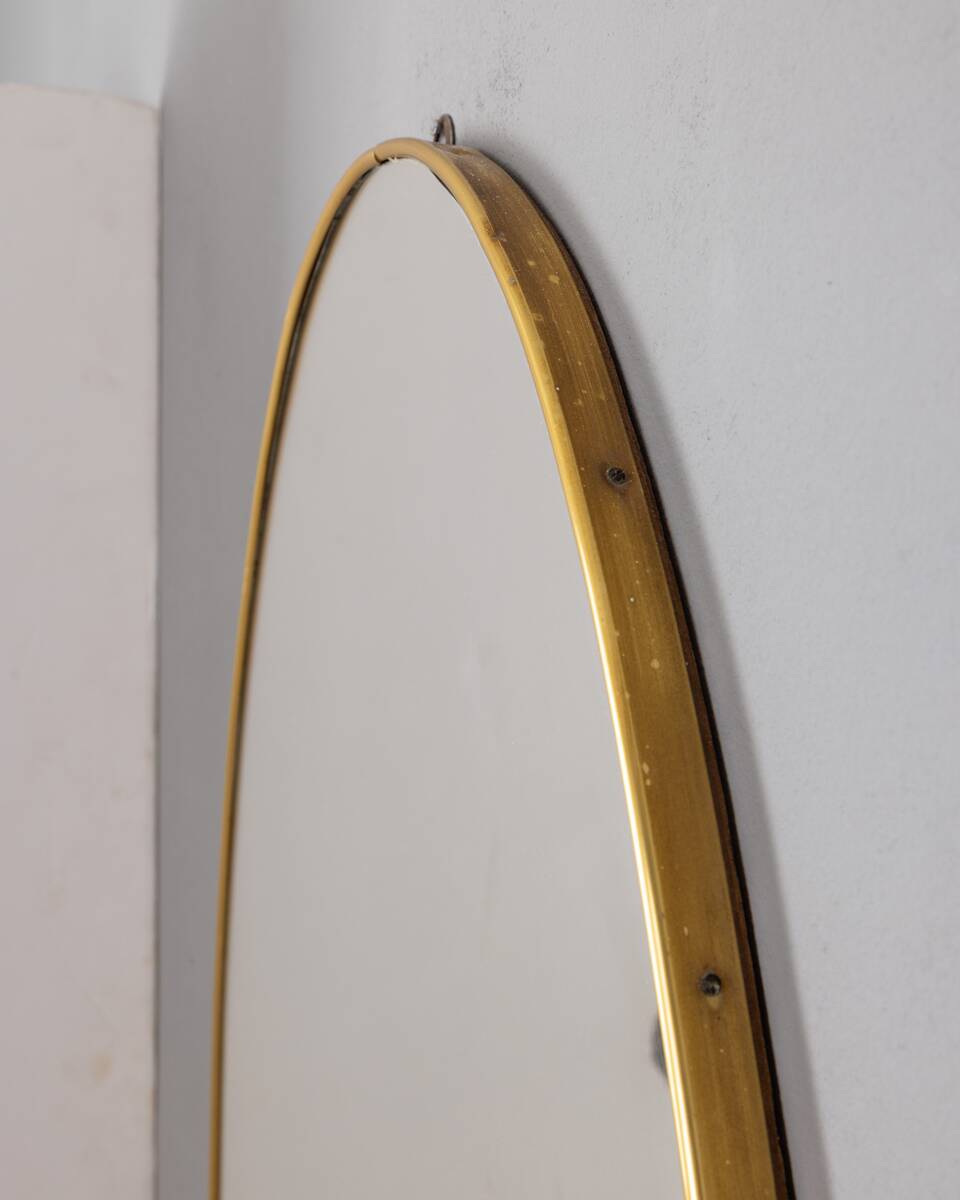 large 1960s vintage wall mirror in golden brass italian design