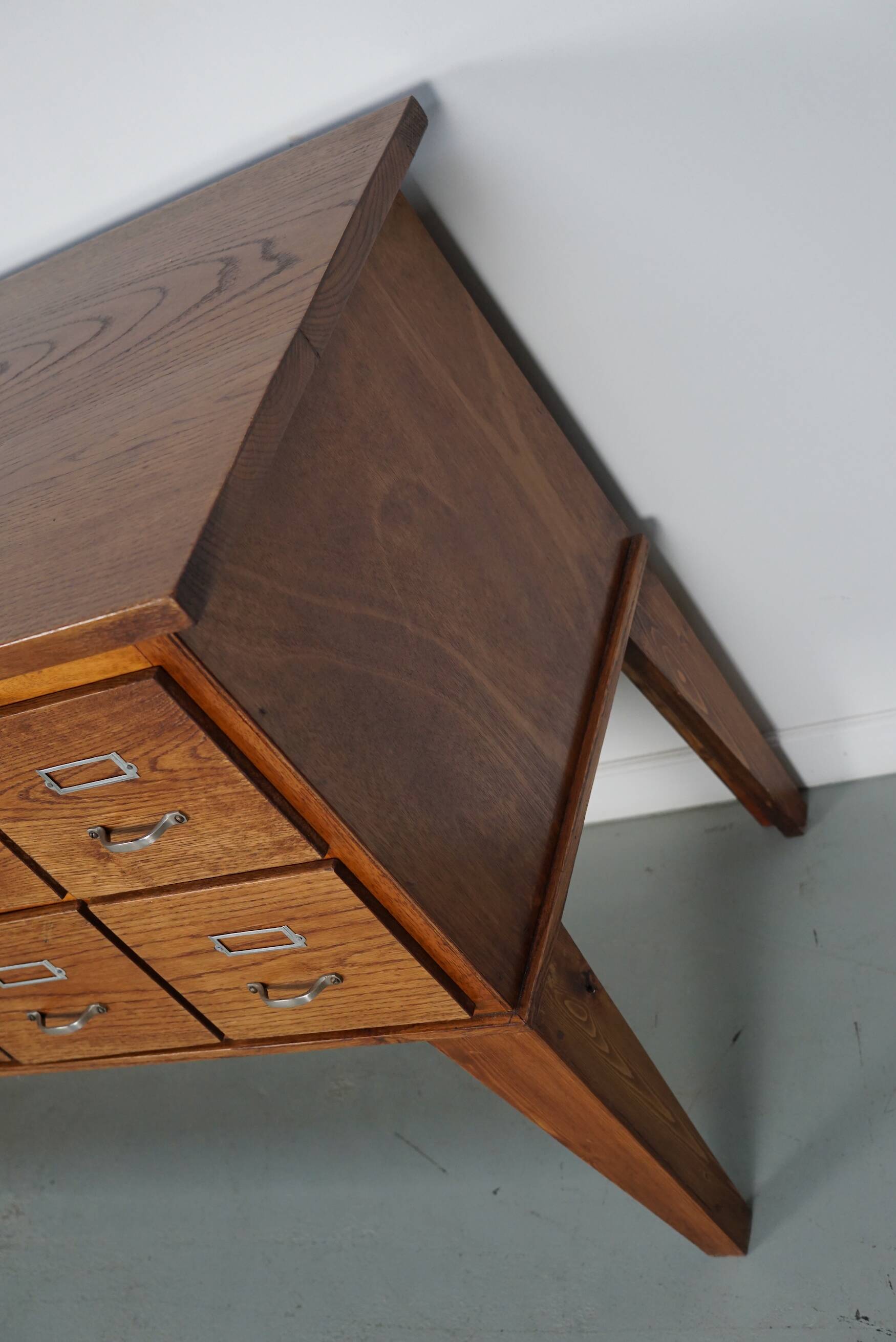 Vintage Dutch Oak Apothecary Sideboard / Filing Cabinet, 1950s