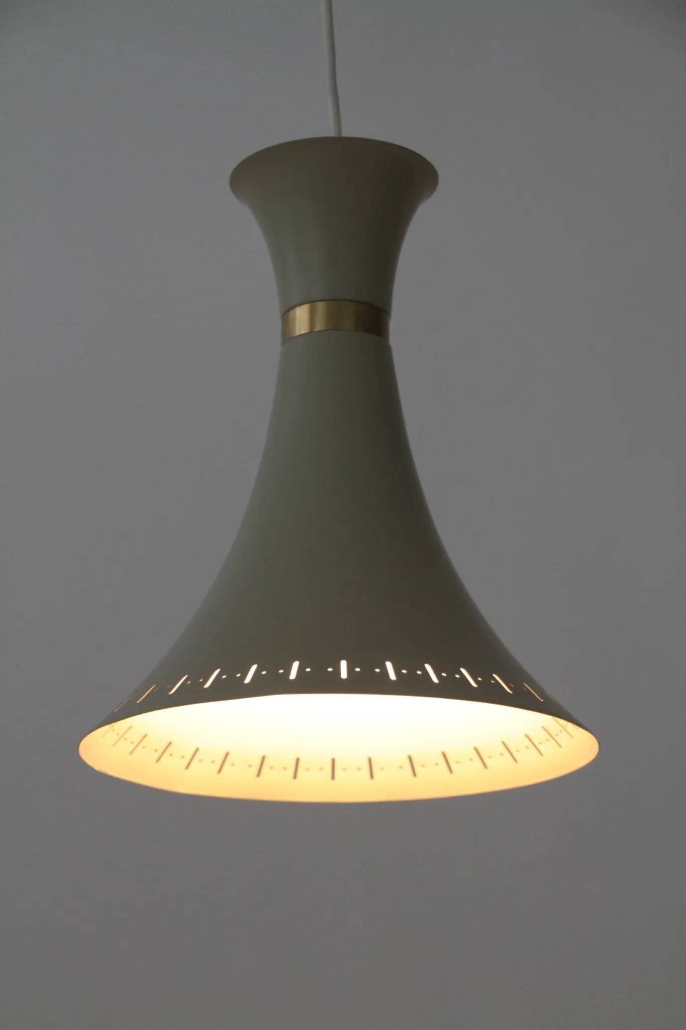 Light Grey Metal Pendant Lamp – Diabolo Shape, Scandinavia, 1960s
