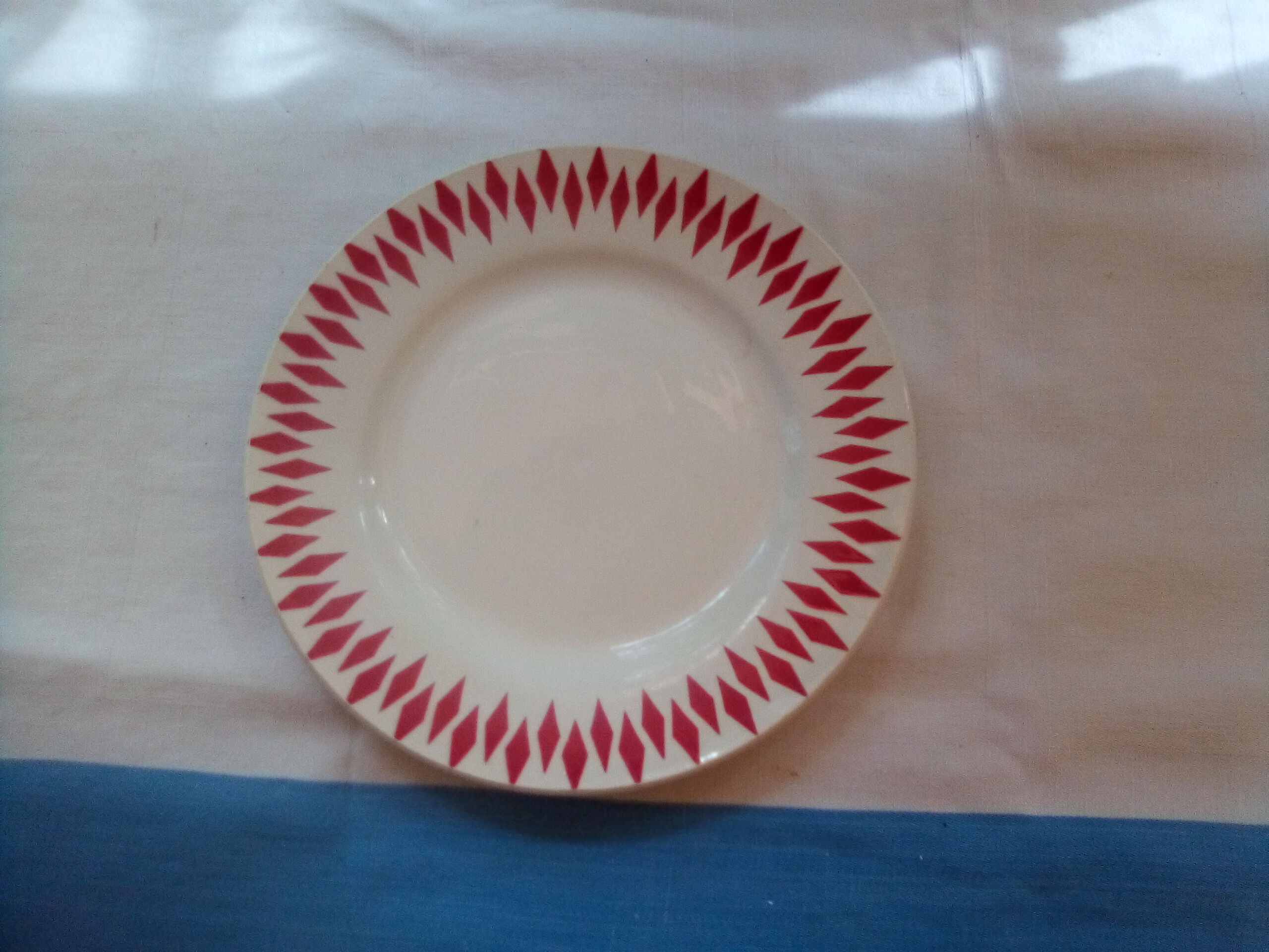 Assorted 8 ancient plates dominating red