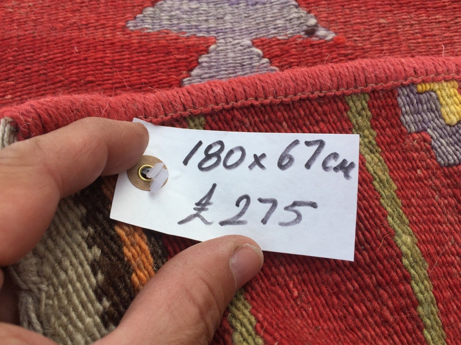 Turkish narrow kilim runner, 180x67cm