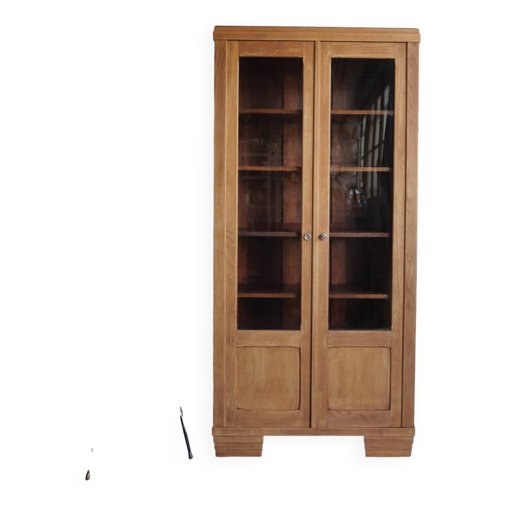 Vitrine 1 porte vitrée 3 porte 65x45x199cm chêne - SYLAS