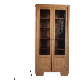 Oak glazed bookcase