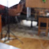 Black and gold 60s round mirror