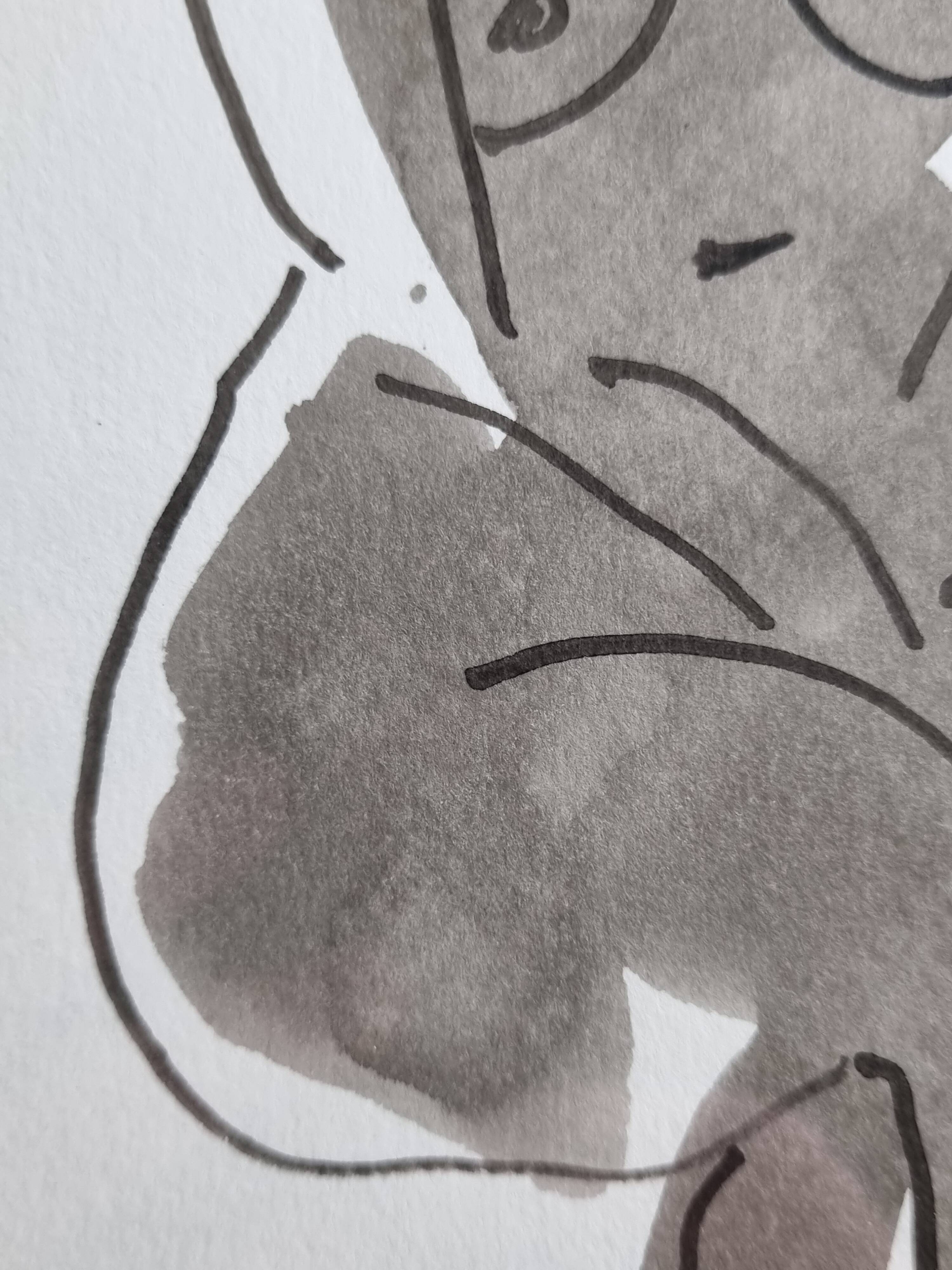 Original ink and wash drawing, framed, 36 x 45 cm