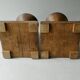 Pair of solid wood candlesticks, sculpted, brutalist