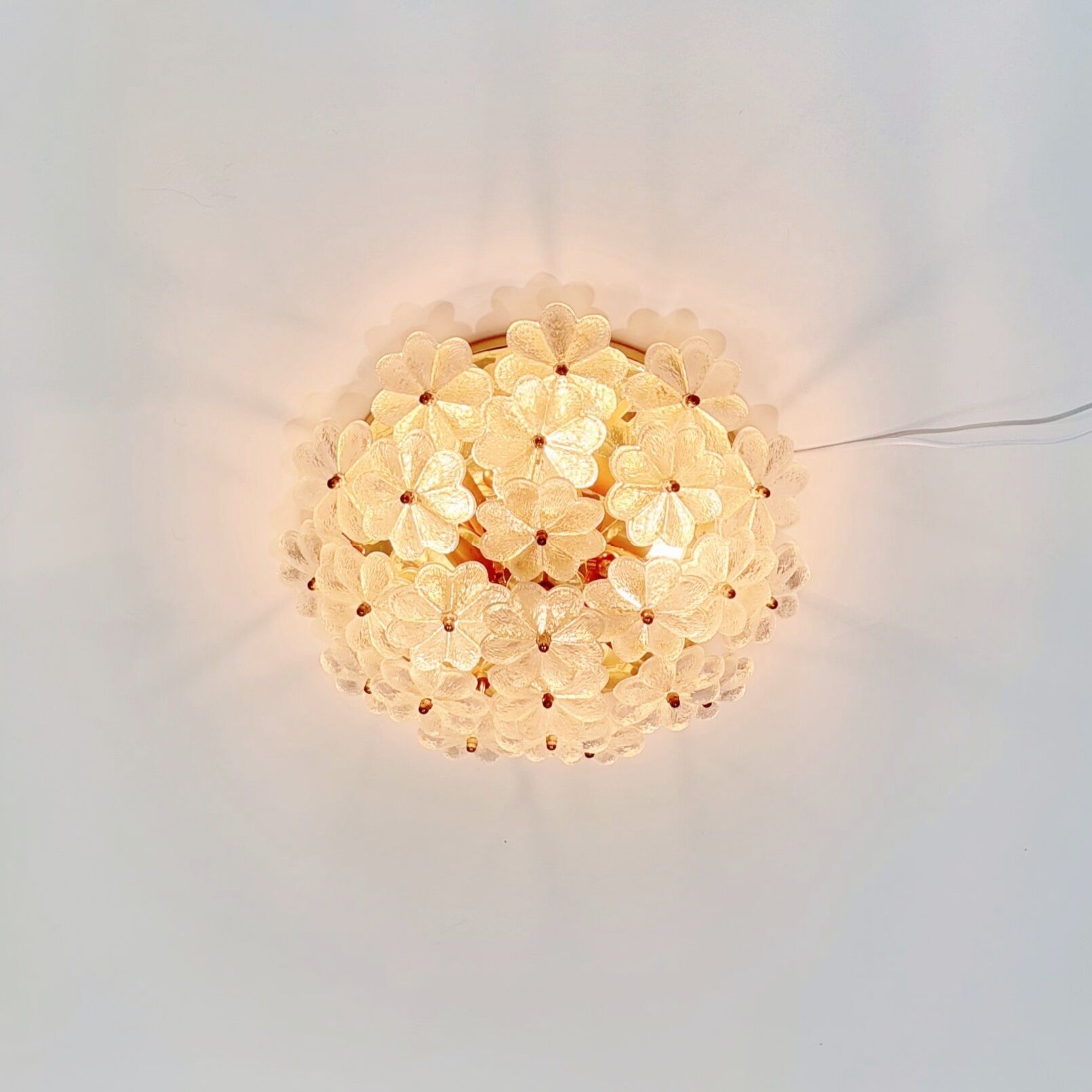 Mid-Century Floral Murano Glass Flush Mount by Ernst Palme for Palwa, Germany, 1960s
