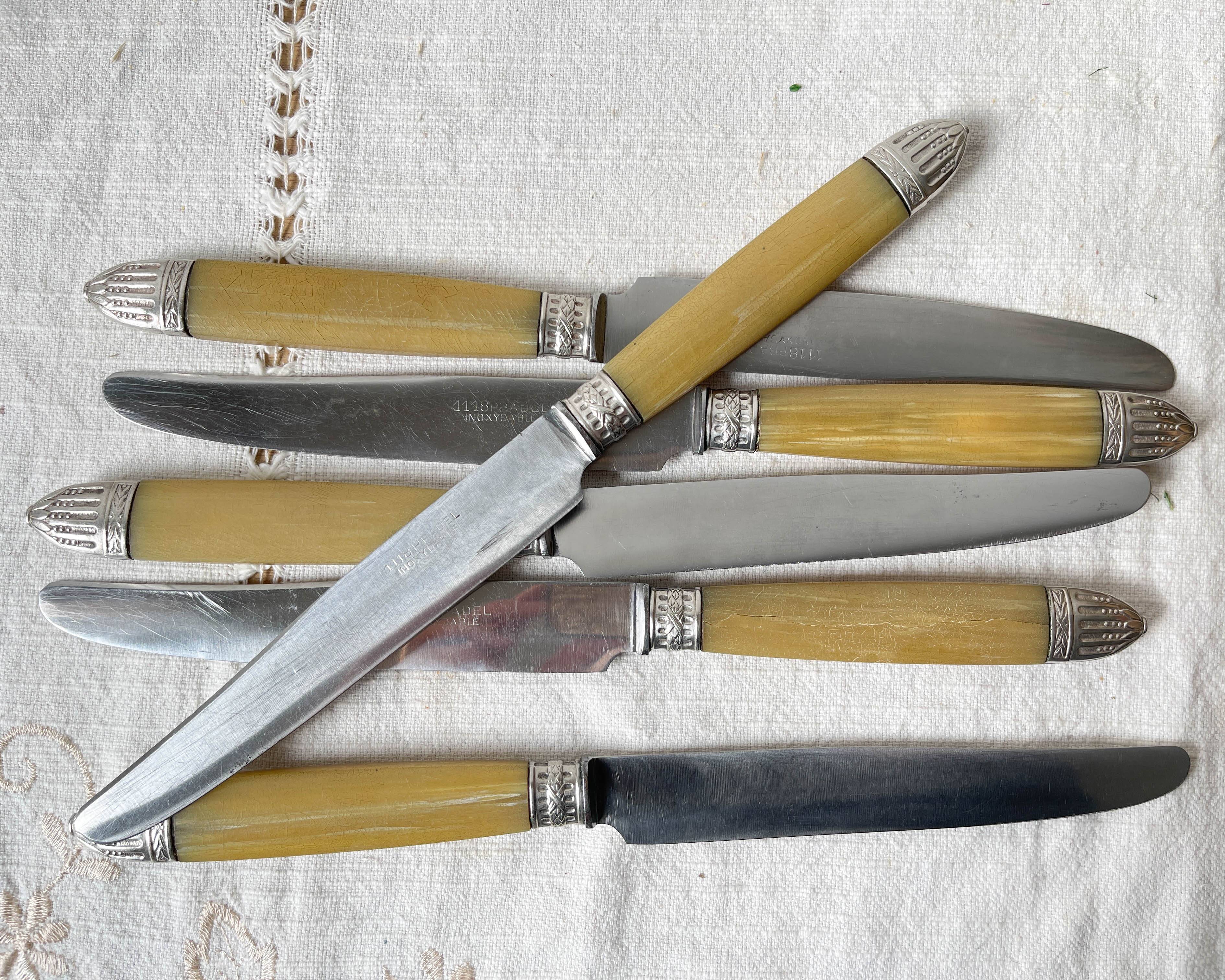 12 couteaux vintage bakélite Inox Pradel