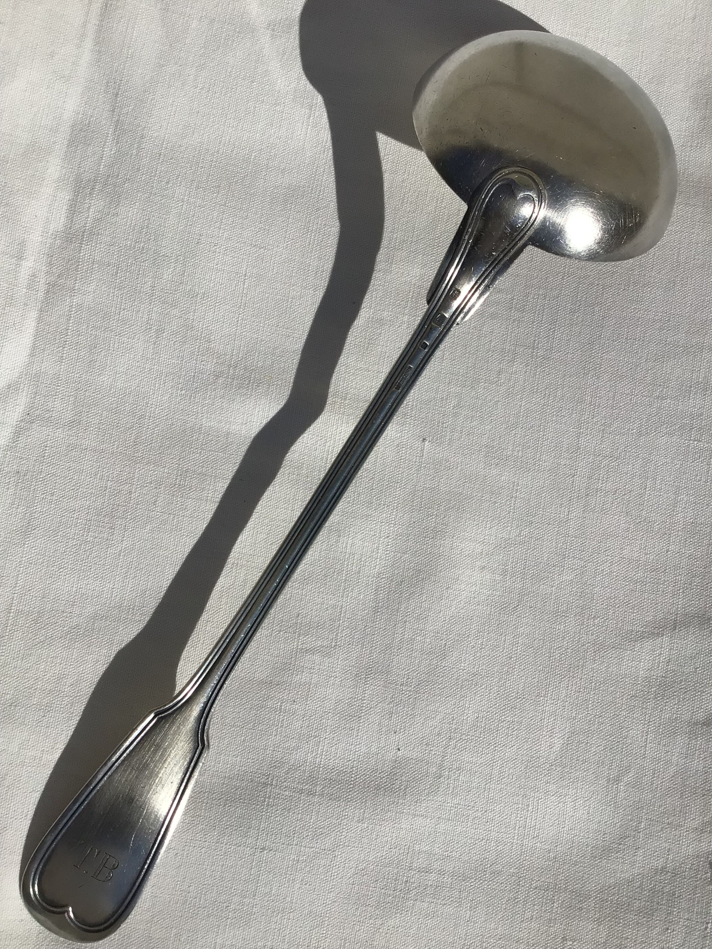 Ladle Christofle monogram TB silver metal old