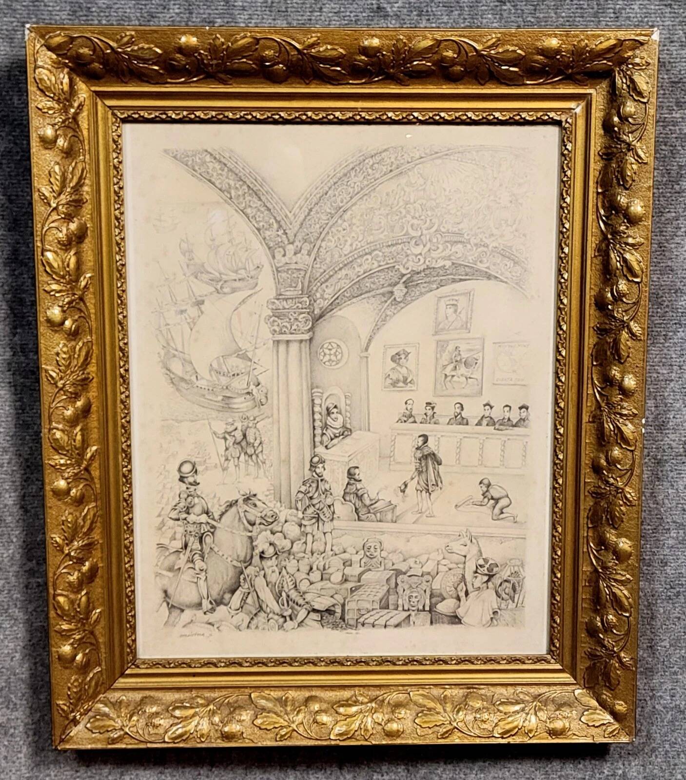 Old pencil drawing, richly detailed