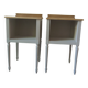 Pair of bedside tables, end tables re-enchanted in pearl gray, wooden top.