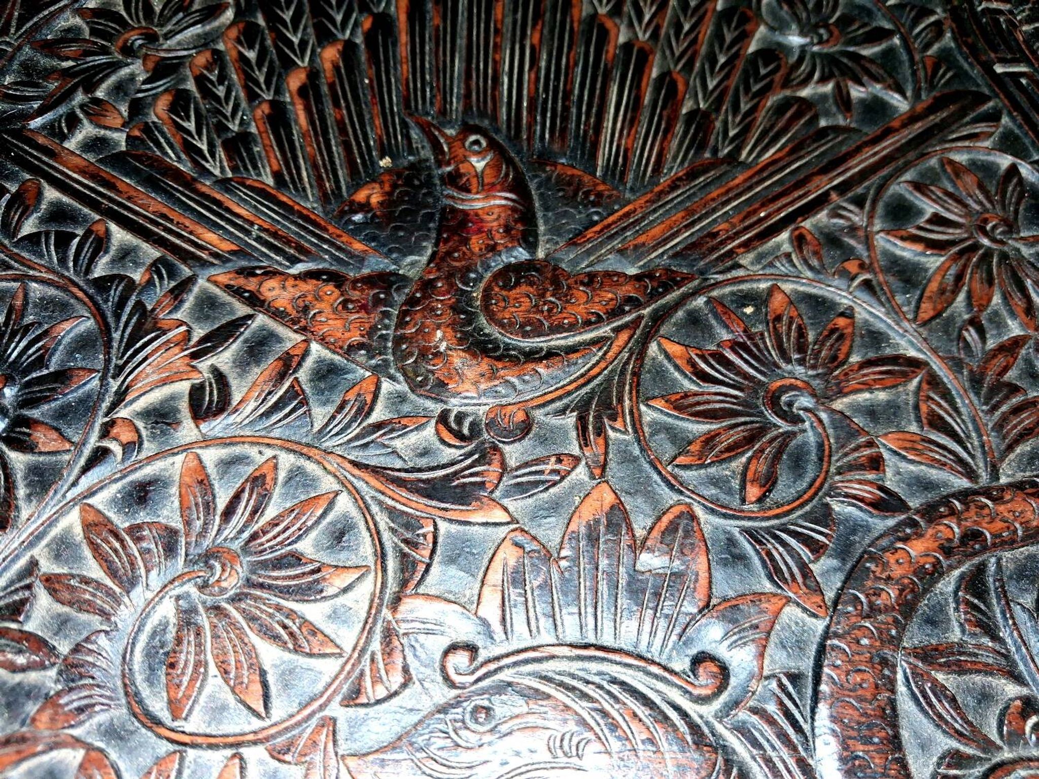 Ethnic carved wooden worker's furniture