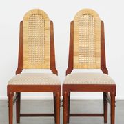 Set of two Art Deco design dining chairs with a wooden frame