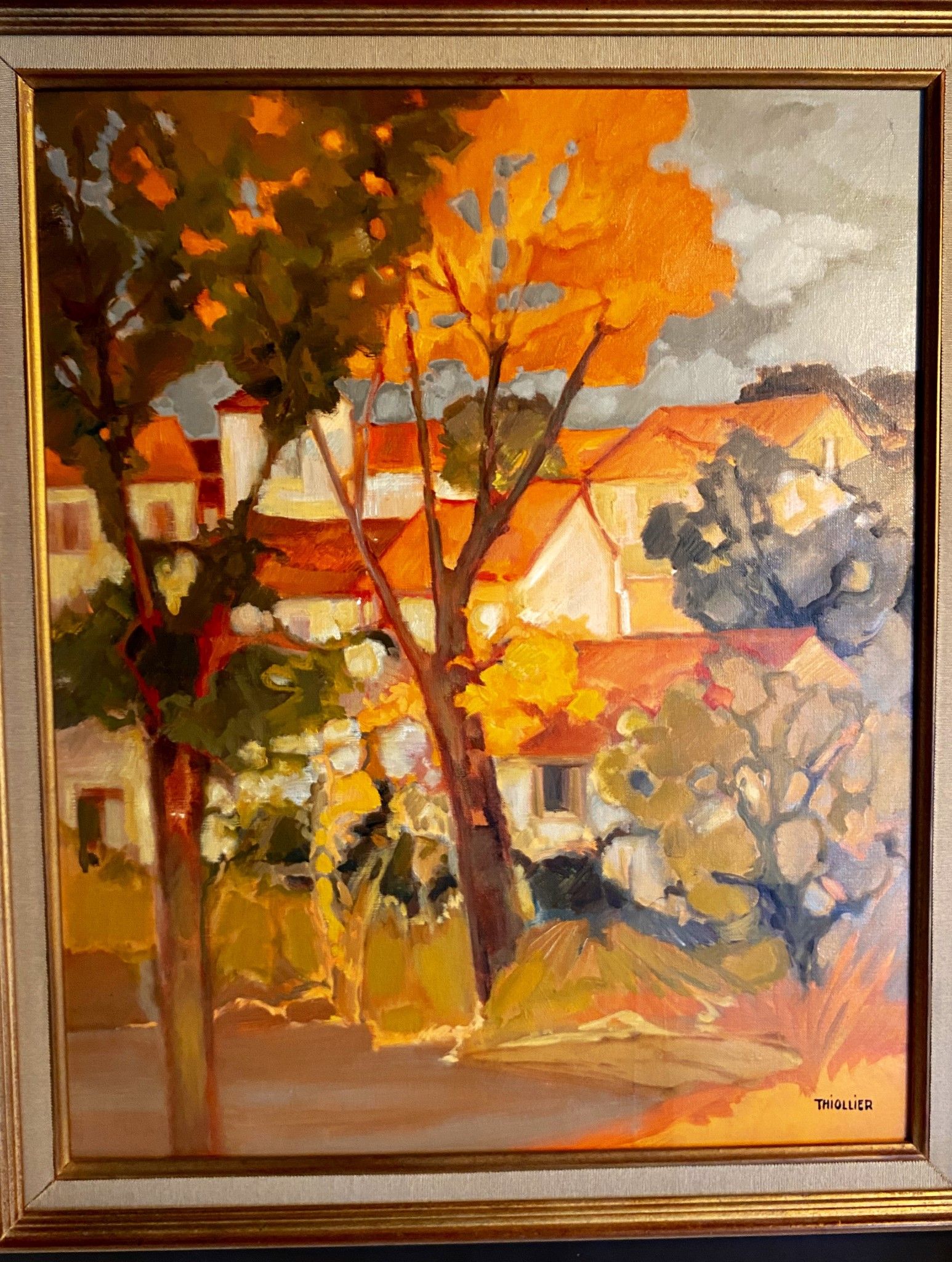 village au soleil - oil on canvas - eliane thiollier