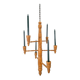 Brutalist Twisted Spool Candle Chandelier in Wood, 1960s