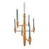 Brutalist Twisted Spool Candle Chandelier in Wood, 1960s