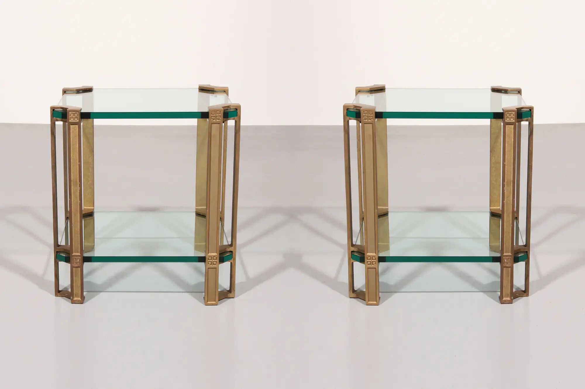 Peter Ghyczy side or coffee tables T24 double glass 70s design 45x45x45