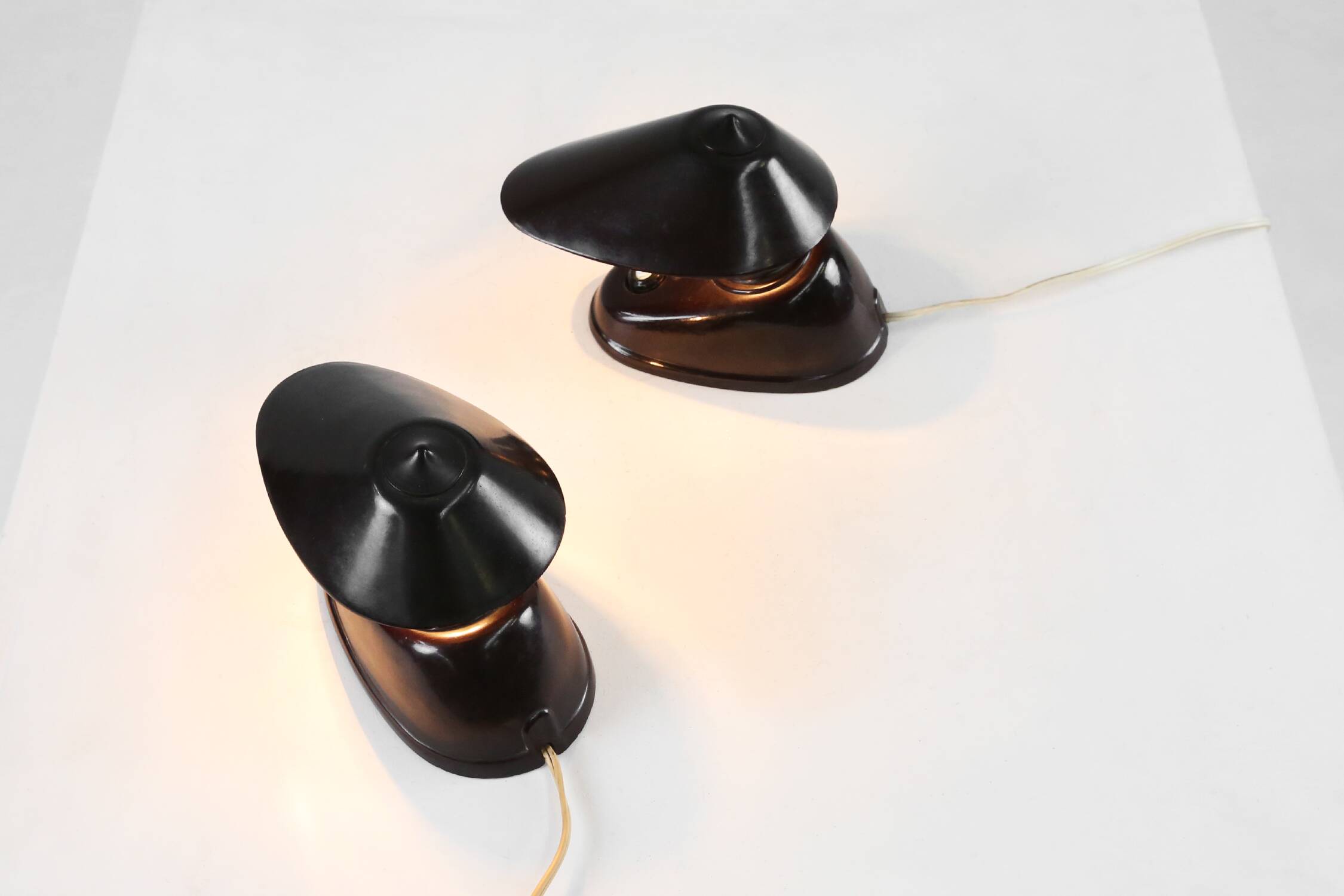 Brown Bakelite Lamps by Bauhaus for ESC Zukov 1930s