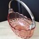 Pink molded pressed glass fruit basket centerpiece