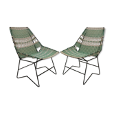 1960 Pair of braided armchairs + Vertex table, Czechoslovakia