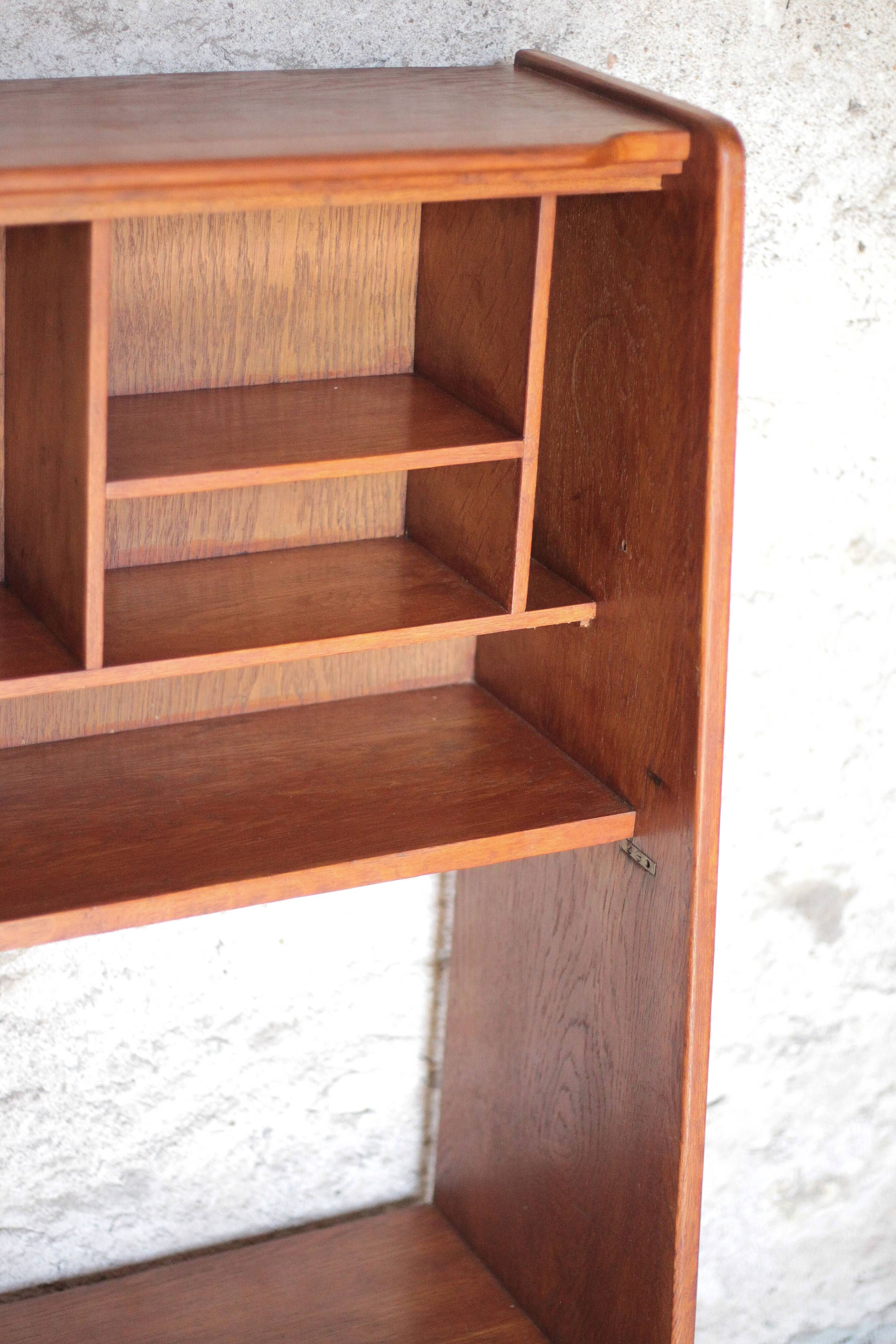 Vintage wooden furniture, Roger Landault shelf for ABC, 1950s.