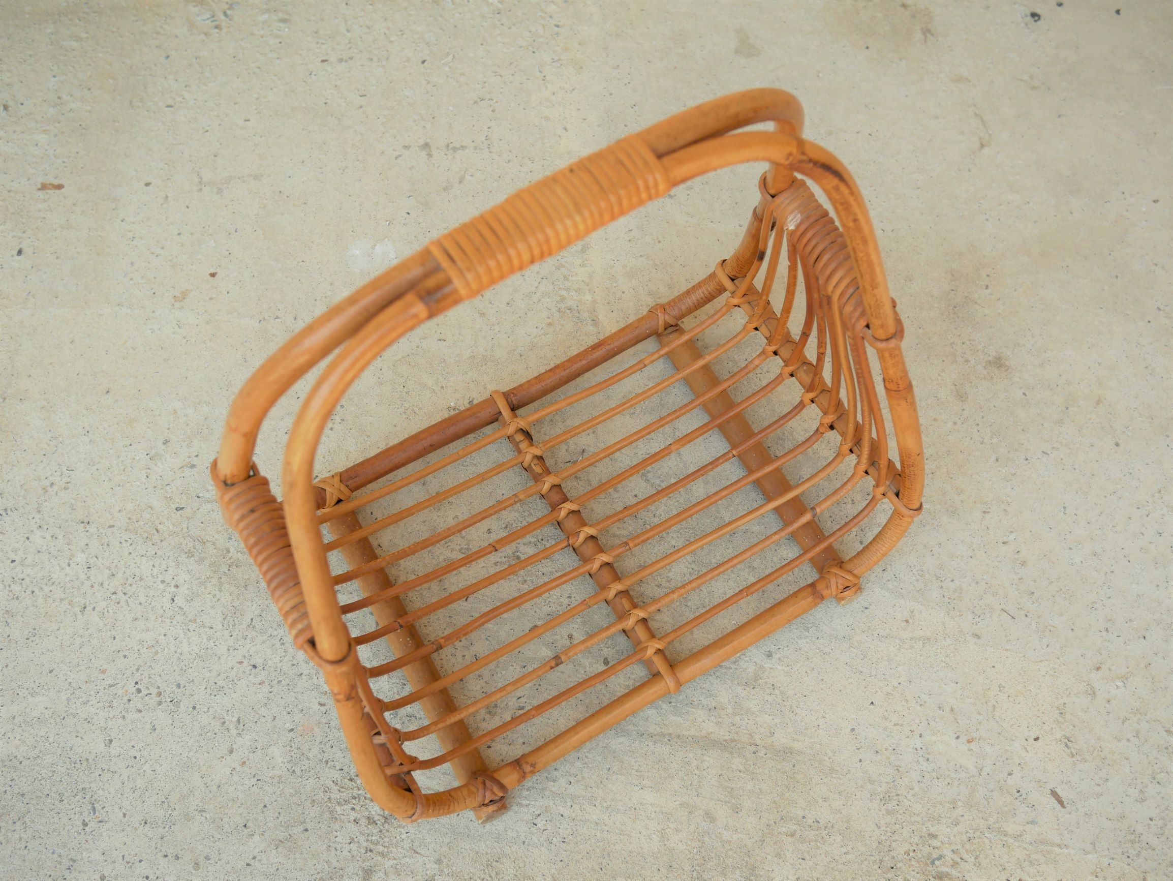 Vintage rattan log holder