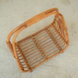 Vintage rattan log holder