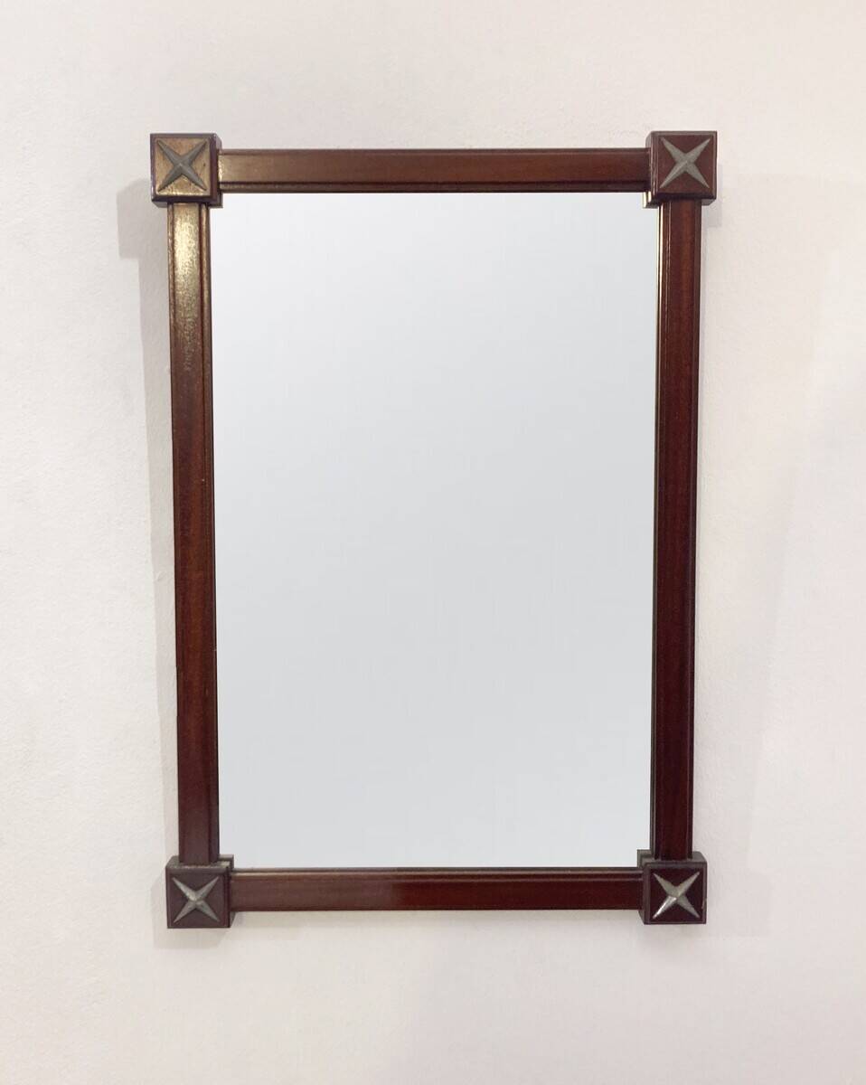 Miroir rectangulaire en bois du milieu du siècle