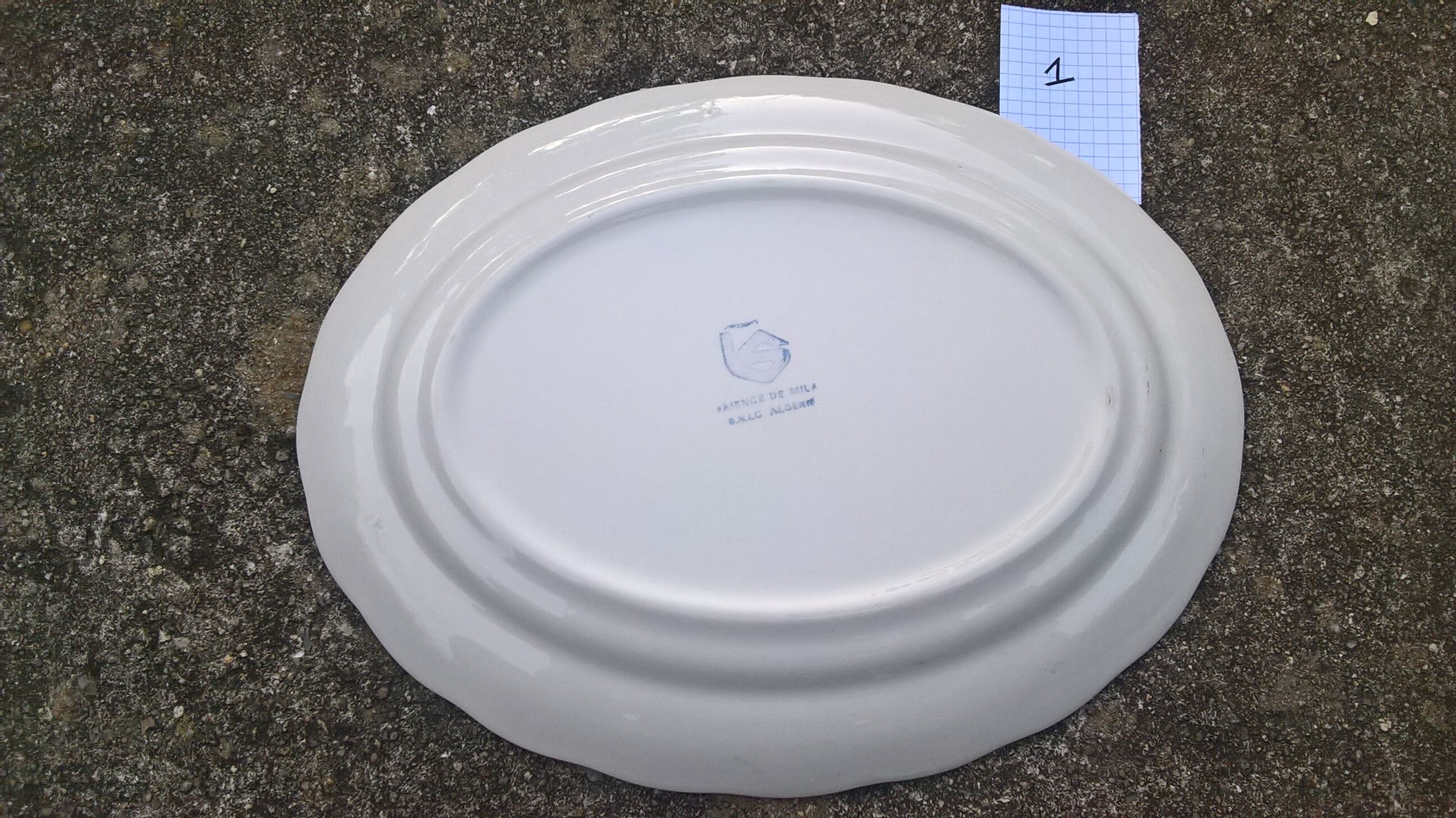 Oval dishes in Mila earthenware (Algeria) Berber motifs, vintage 60s-70s