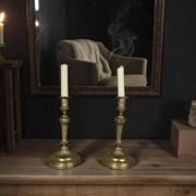 Pair of fluted bronze candlesticks Louis XVI period 27 cm